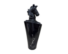 Lattafa Maahir Black Edition notes image showcases oud, amber, and spices.