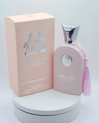 Lattafa Maison Alhambra Delilah packaging box emphasizes luxurious presentation for gifting.