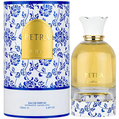 Lattafa Petra praline and musk base, gourmand warmth.