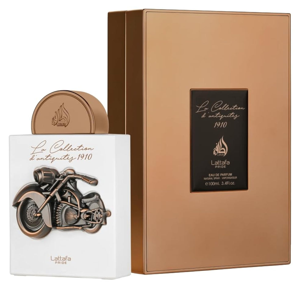 Lattafa Pride 1910 bottle front view, a versatile unisex fragrance for everyday wear.