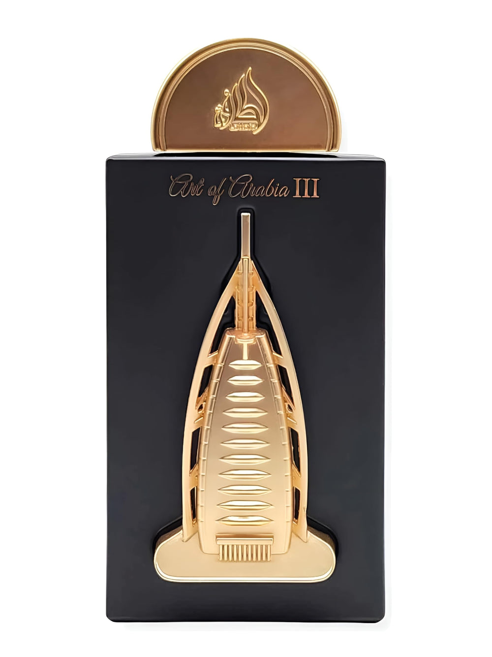 Lattafa Pride Art Of Arabia III bottle shot highlights a luxurious unisex fragrance with lasting presence.