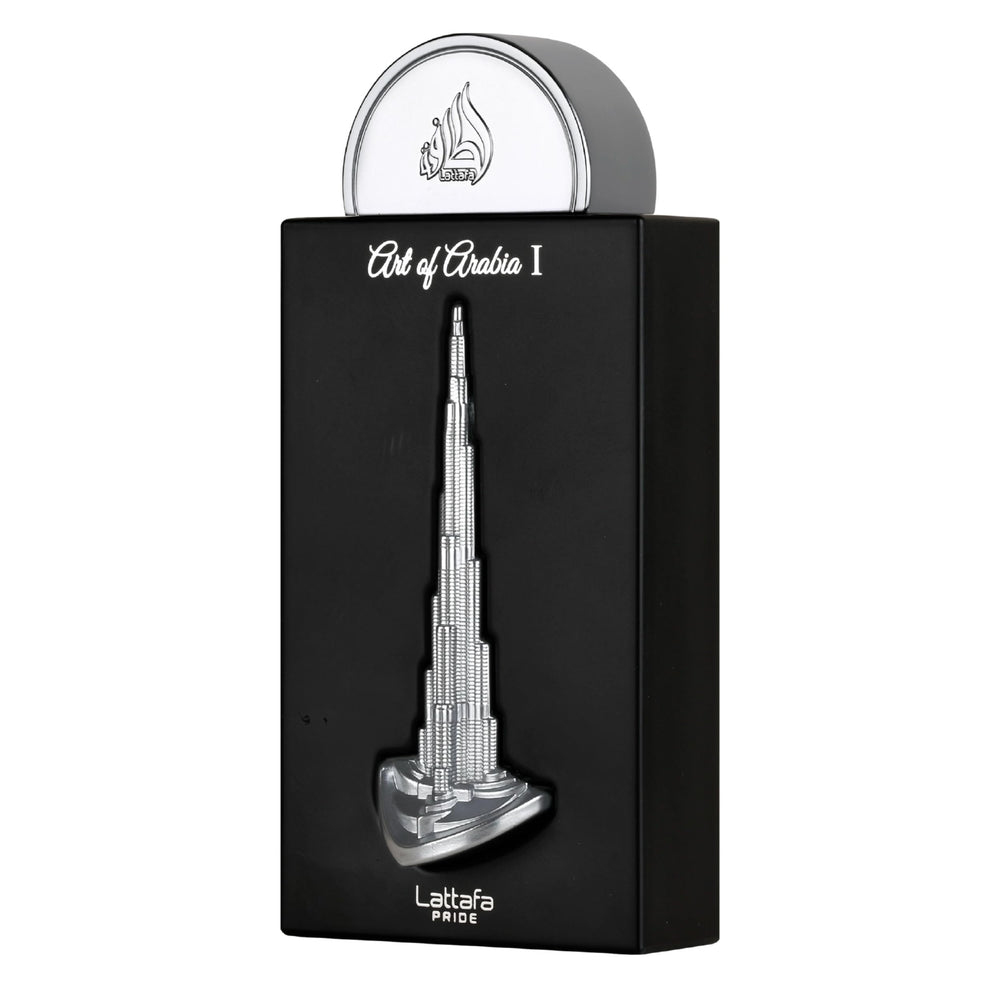 Lattafa Pride Art of Arabia I bottle closeup for daily unisex fragrance wear