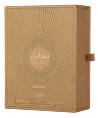 Lattafa Pride Nebras Elixir heart notes with heliotrope and sugar cane deepen sweetness for versatile wear.