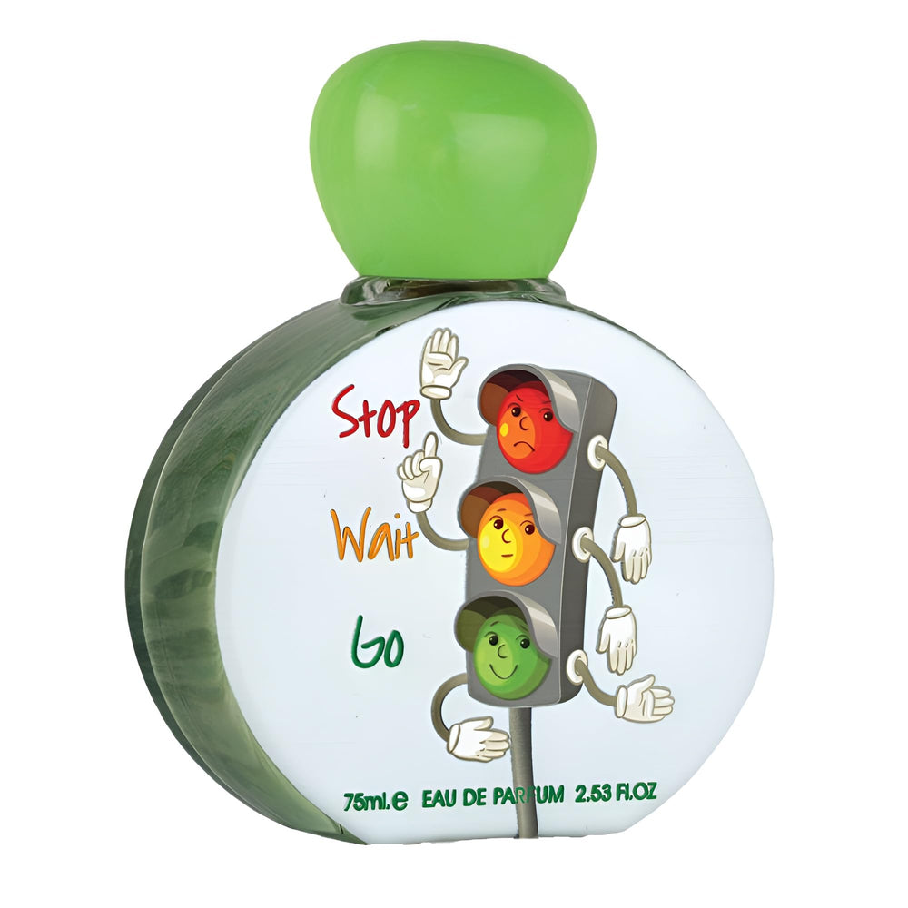 Lattafa Pride Stop Wait Go for Kids bottle front view showing a playful scent for everyday adventures.