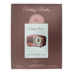 Lattafa Pride Vintage Radio lifestyle shot, showcasing versatile unisex fragrance for day-to-night transitions.