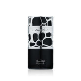 Lattafa Qimmah bottle front shows a fresh, woodsy scent for daily wear and confidence.