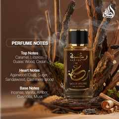 Lattafa Raghba Wood Intense close cedar note highlights warm cedar accents