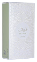 Lattafa Sherif base notes oakmoss, musk, and amber for a warm, lasting finish.