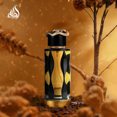 Lattafa Teriaq Intense open bottle releases warm, inviting spice.