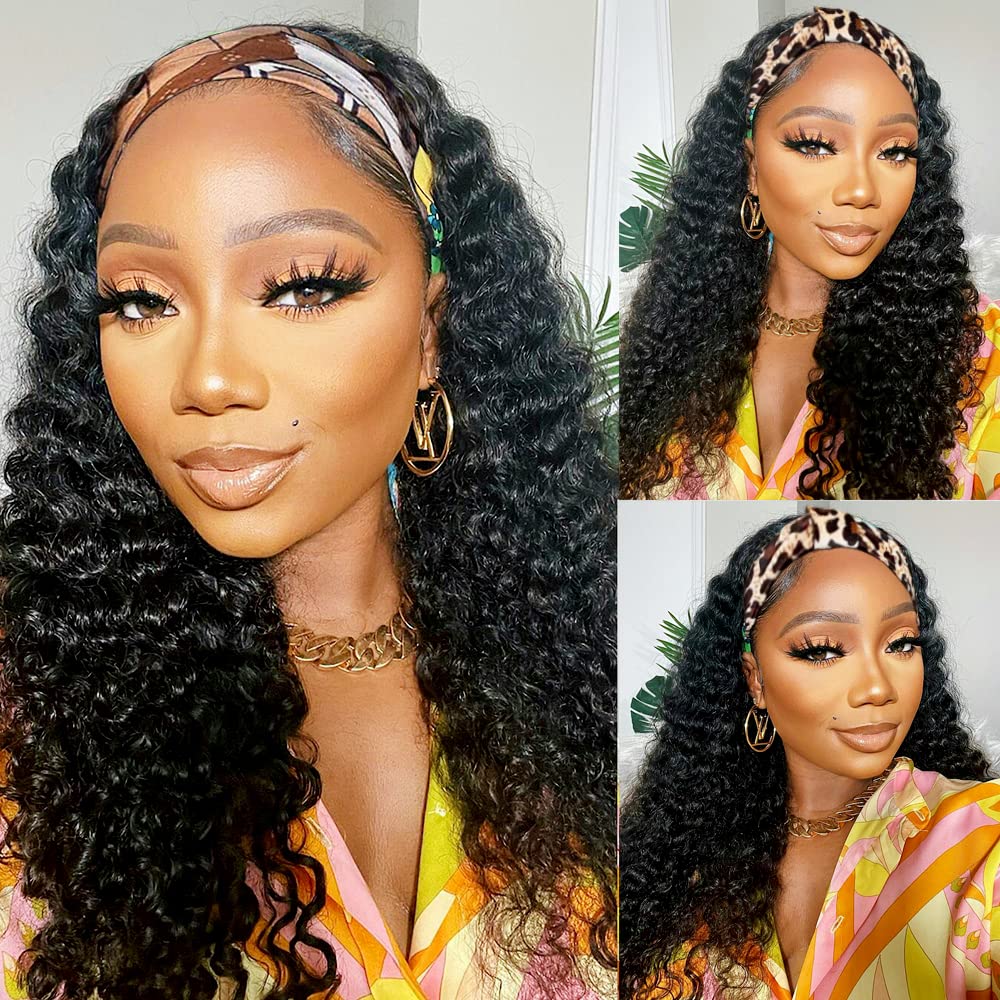 Lauberita headband wig 14in front view for quick wear and natural look