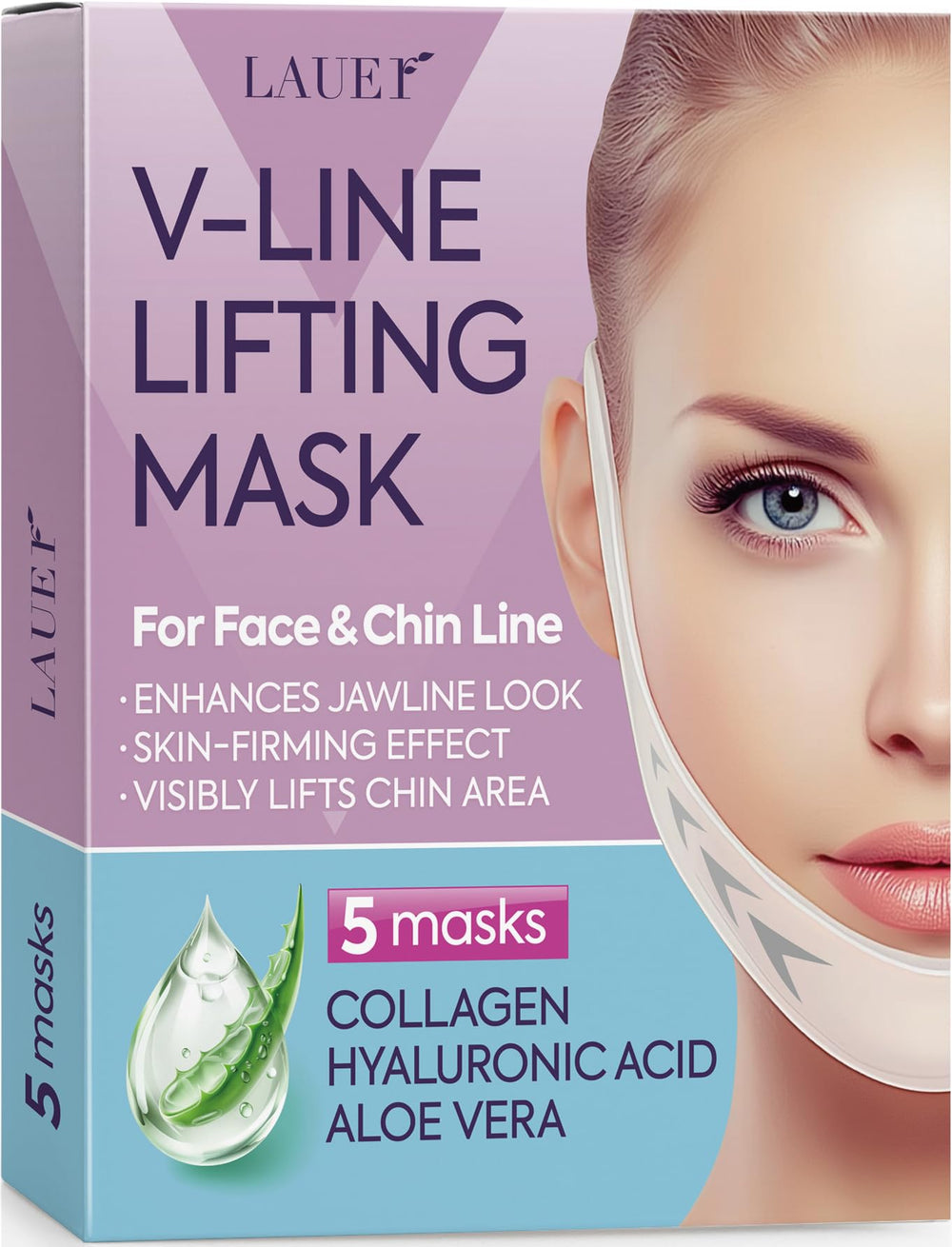 Lauer Cosmetic V-Line Lifting Mask application demonstrates contouring and skin tightening benefits