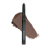 Laura Mercier Caviar Stick Cafe Noir swatch shows rich matte color for bold lids.