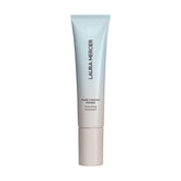 Laura Mercier Pure Canvas Primer Hydrating bottle closeup shows 24-hour hydration protection.