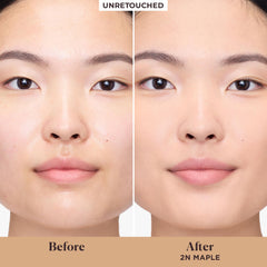 Laura Mercier Tinted Moisturizer Blurred Matte 2N Maple swatches show buildable coverage.