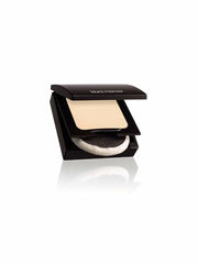 Laura Mercier translucent pressed setting powder compact open reveals matte finish with shine reduction.