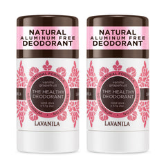 Lavanila Vanilla Grapefruit deodorant packaging shows aluminum-free formula for daily use.