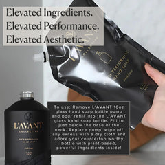 L'AVANT Collective soft-hands closeup highlights gentle cleansing and smooth skin.