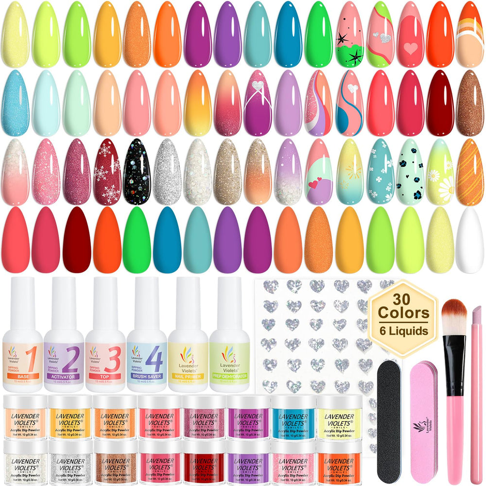 Lavender Violets 94Pcs dip powder colors swatch for versatile DIY manicures