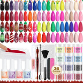 Lavender Violets dip powder kit cover shows a vibrant 36-color palette for nail art.
