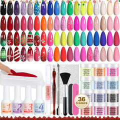 Lavender Violets dip powder kit cover shows a vibrant 36-color palette for nail art.