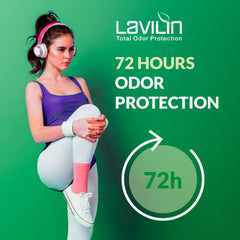 Applying Lavilin sport stick underarm demonstrates comfortable odor management.