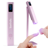 Lavinda handheld UV light with stand for precise single-nail curing and base coat drying.