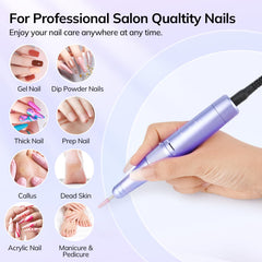 Lavinda cordless nail drill with 3000mAh battery for on the go manicure sessions.