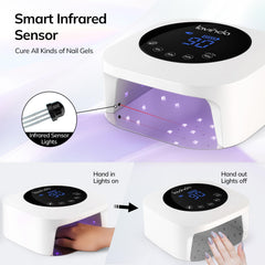 Lavinda nail lamp large LCD display clearly presents timer settings and status.