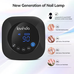 Lavinda UV Nail Lamp digital display enables precise timer control for gels