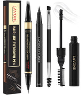 LAVONE eyebrow-pen dark brown strokes for natural microblading-like brows.