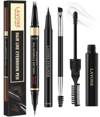 LAVONE eyebrow-pen dark brown strokes for natural microblading-like brows.