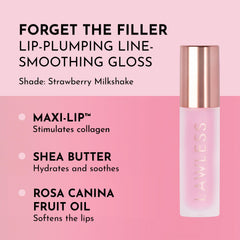 Lawless Forget the Filler gloss cream swatch reveals sheer, creamy color with plump-looking finish.