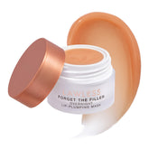 Lawless Forget The Filler Overnight Lip Plumping Birthday Cake jar showing full lips hydration overnight