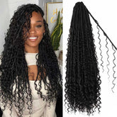Layashow Boho Faux Locs 24in soft curls closeup for natural-looking texture.