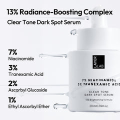 LayerLab niacinamide 7% tranexamic 3% swatch suggesting even skin tone