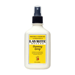 Layrite Grooming Spray bottle front for priming damp hair with extra volume.