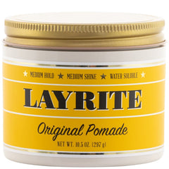 Layrite Original Pomade bottle ready for application with easy wash-out hold.