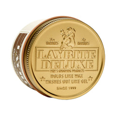 Layrite Superhold Pomade applied in hair showing sculpted volume and control