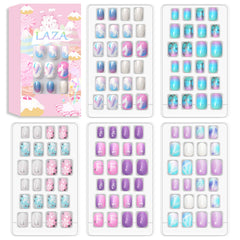 Laza 120pcs kids nails pack front view for easy at-home manicures.