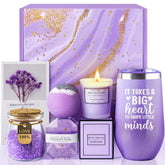 LE CADEAU Lavender Spa Basket packaging showcases thoughtful gift presentation for teachers.