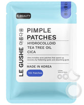 LE GUSHE patch pack closeup, showcasing Korean hydrocolloid technology for clear skin
