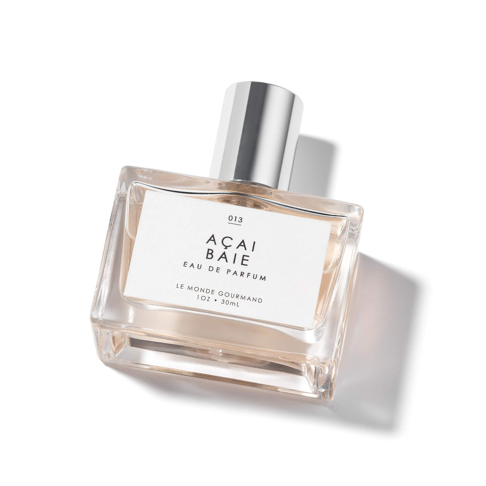 Le Monde Gourmand Açai Baie EDP bottle shows warm vanilla and berry notes for daily wear