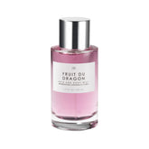 Le Monde Gourmand Fruit du Dragon bottle-pour emphasizes tropical coconut notes for a refreshing mood boost.