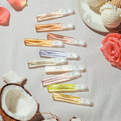Le Monde Gourmand Les Originaux selection bottle close-up demonstrating classic fragrances.