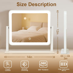 Leadzones vanity mirror showing 3-color lighting for custom mood-toned illumination.