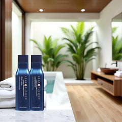 Leaf & Flower conditioner bottle in blue packaging emphasizing deep hydration without weighing hair down