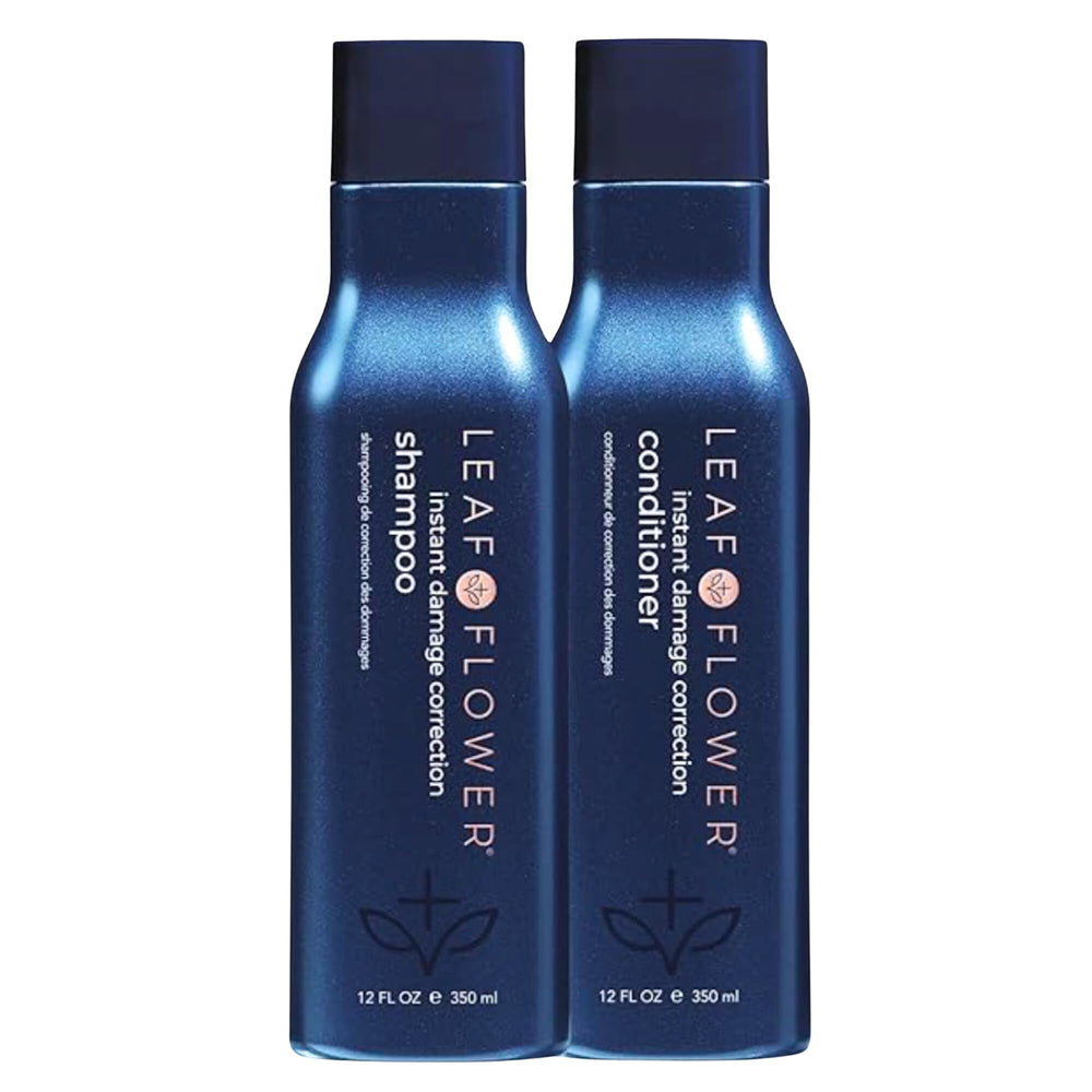 Leaf & Flower shampoo bottle in blue packaging highlighting gentle scalp cleansing and plant-based care