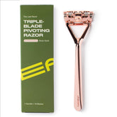 Leaf Shave rose gold razor pivot head contour shaving