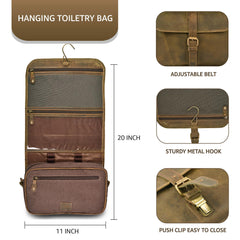 LEATHER VILLAGE Dopp kit waterproof lining closeup demonstrates spill protection on the go.