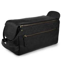 LEATHER VILLAGE premium leather travel bag closed showing rugged durability for on the go trips